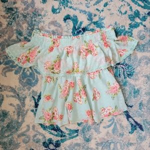 Torrid off the Shoulders Floral Ruffle Top